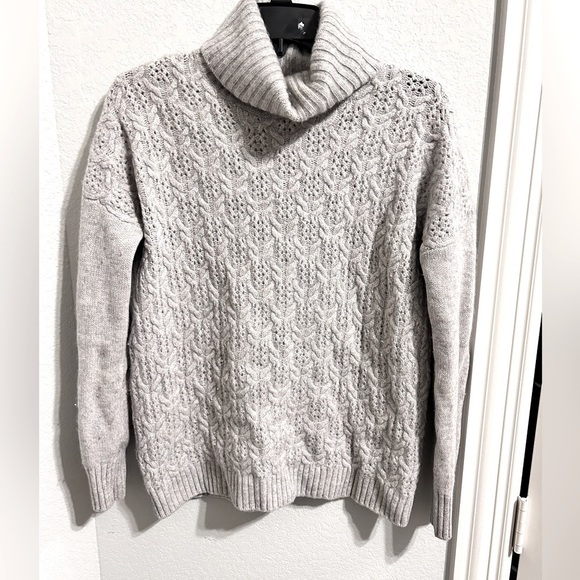 Nanette Lepore Sweaters - Nanette Lepore grey cashmere turtleneck, women Medium, gray cable knit sweater